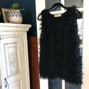 Black Fur/Loop Vest